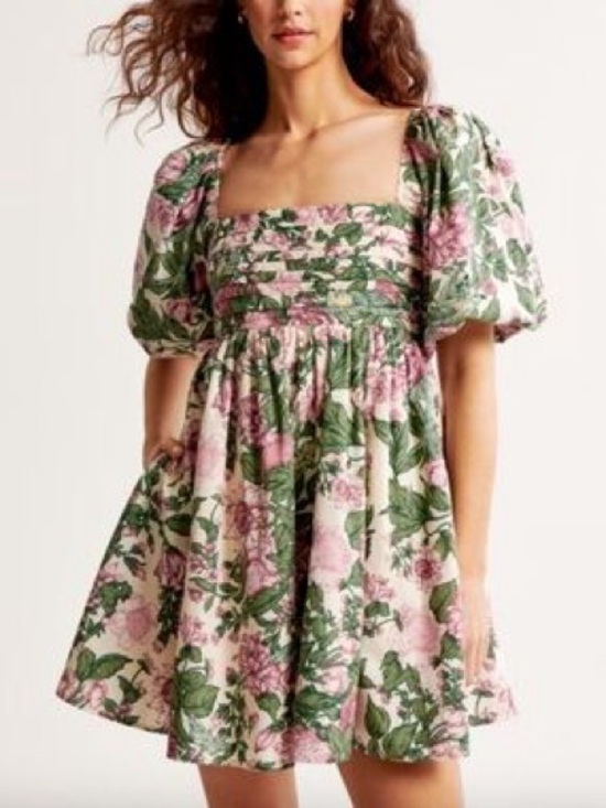 Abercrombie & Fitch Dresses & Skirts - Abercrombie & Fitch Emerson Puff Sleeve Square Neck Mini Dress Floral Large